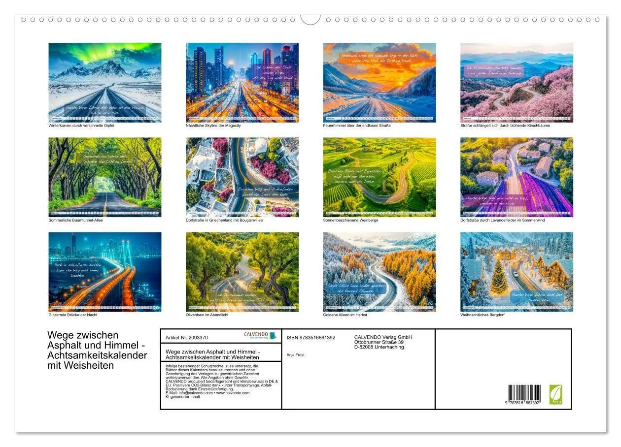 Bild: 9783516661392 | Wege zwischen Asphalt und Himmel - Achtsamkeitskalender mit...