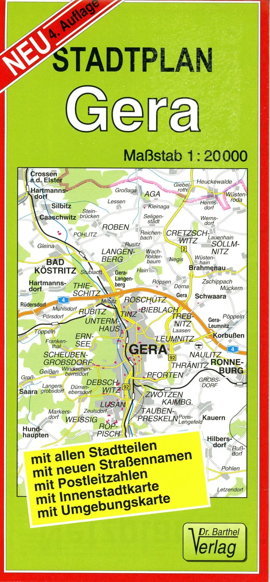 Cover: 9783895911392 | Stadtplan Gera | Maßstab 1:20000 | Verlag Barthel | (Land-)Karte