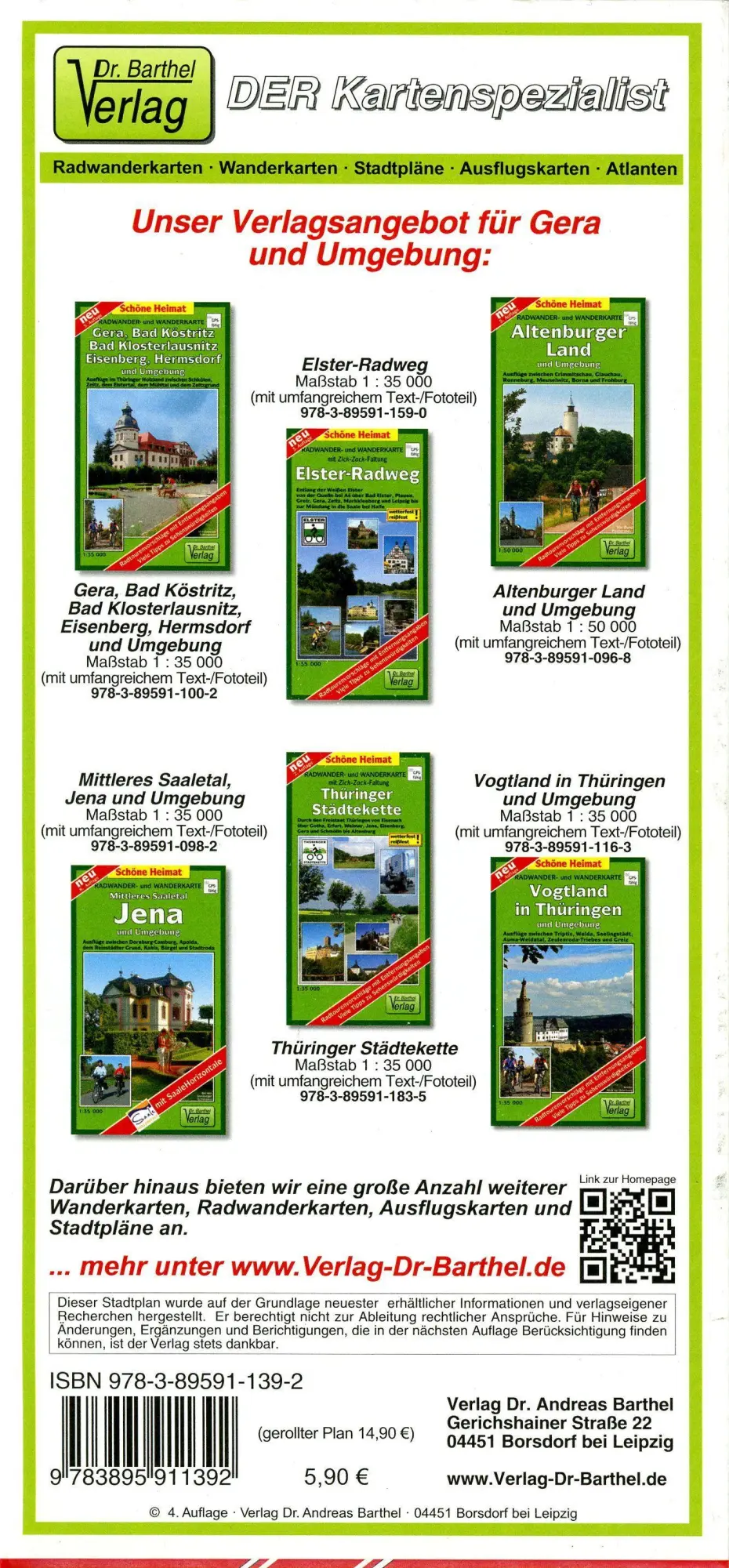 Bild: 9783895911392 | Stadtplan Gera | Maßstab 1:20000 | Verlag Barthel | (Land-)Karte