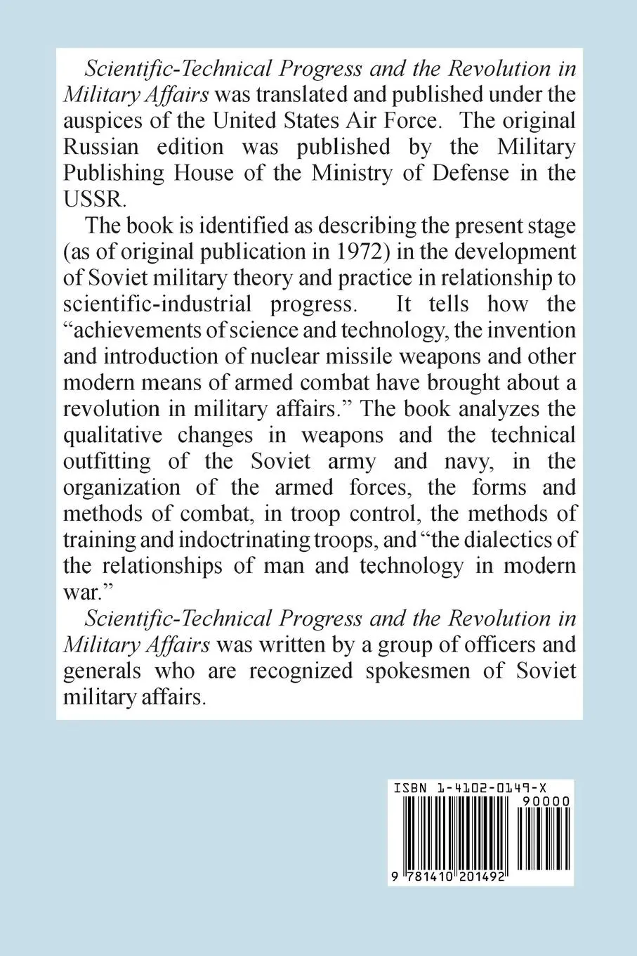 Rückseite: 9781410201492 | Scientific-Technical Progress and the Revolution in Military Affairs