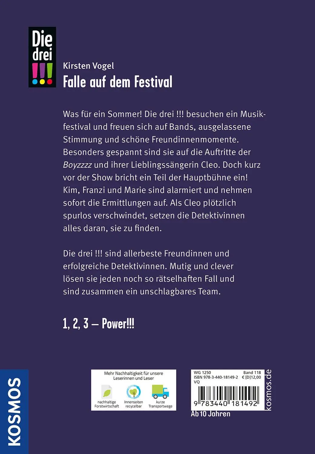 Bild: 9783440181492 | Die drei !!!, 118, Falle auf dem Festival | Kirsten Vogel | Buch