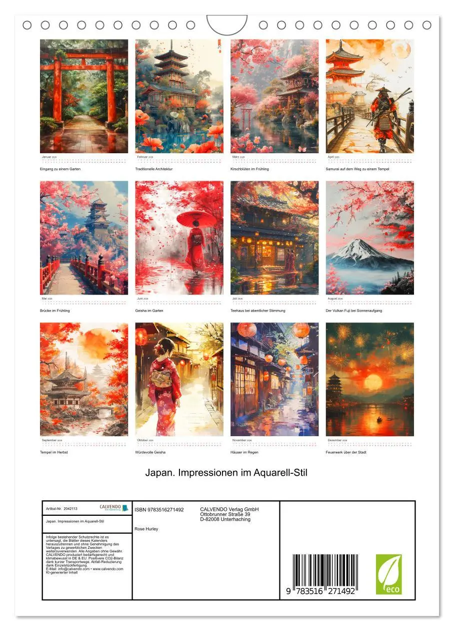 Bild: 9783516271492 | Japan. Impressionen im Aquarell-Stil (Wandkalender 2026 DIN A4...