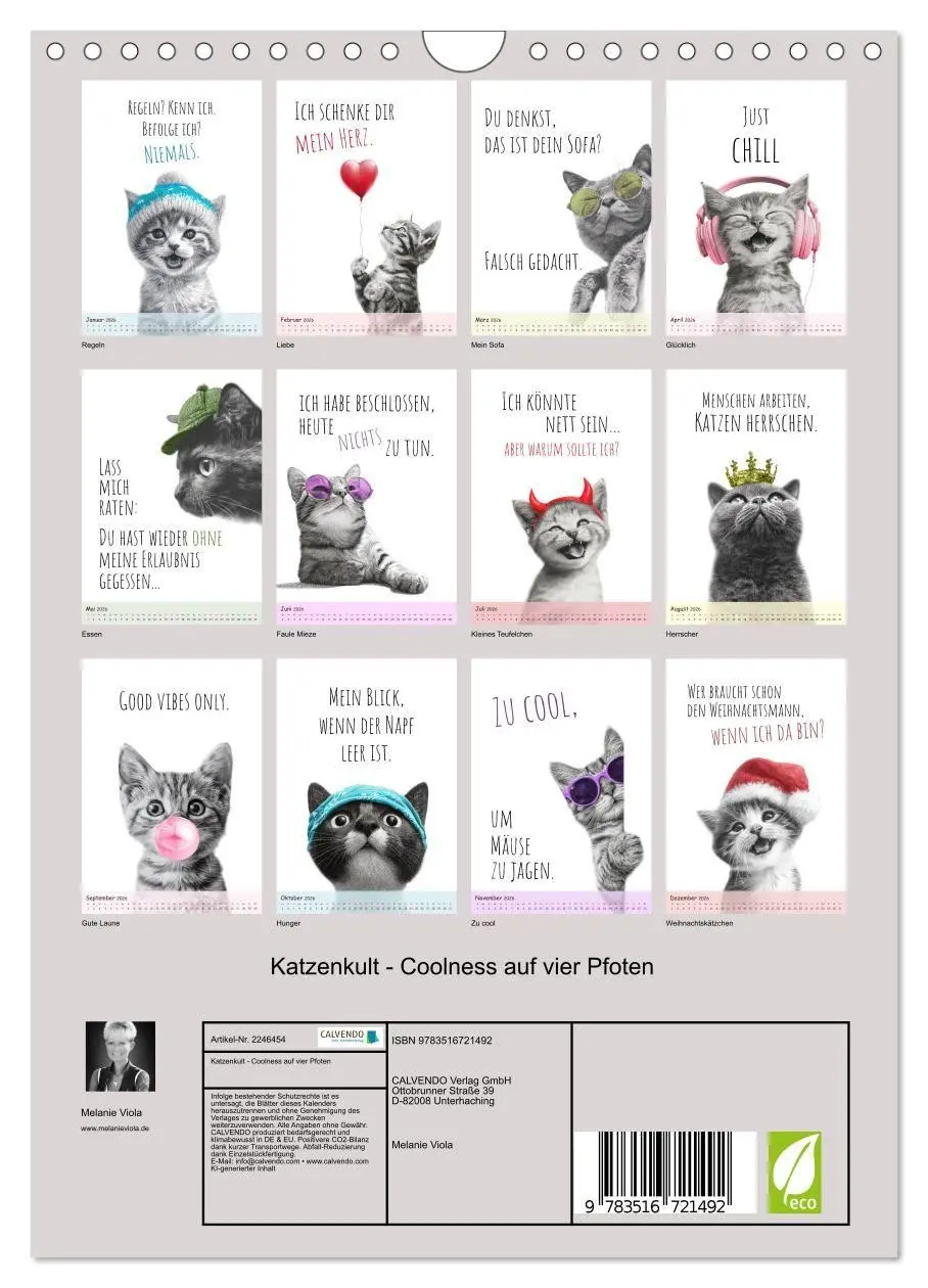 Bild: 9783516721492 | Katzenkult - Coolness auf vier Pfoten (Wandkalender 2026 DIN A4...