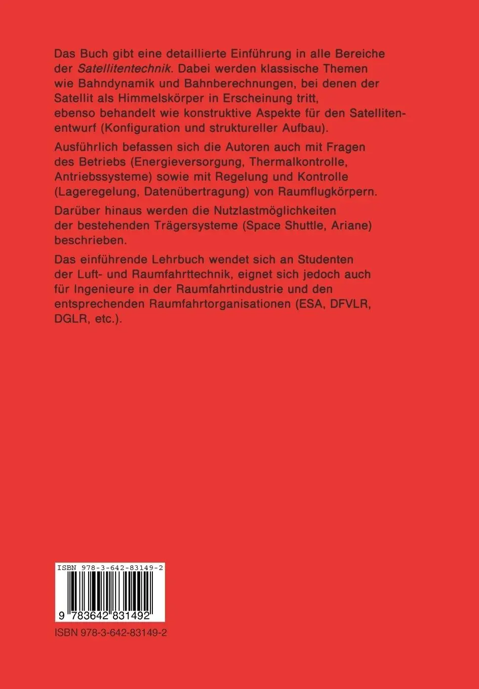 Rückseite: 9783642831492 | Satellitentechnik | Eine Einführung | Udo Renner (u. a.) | Taschenbuch