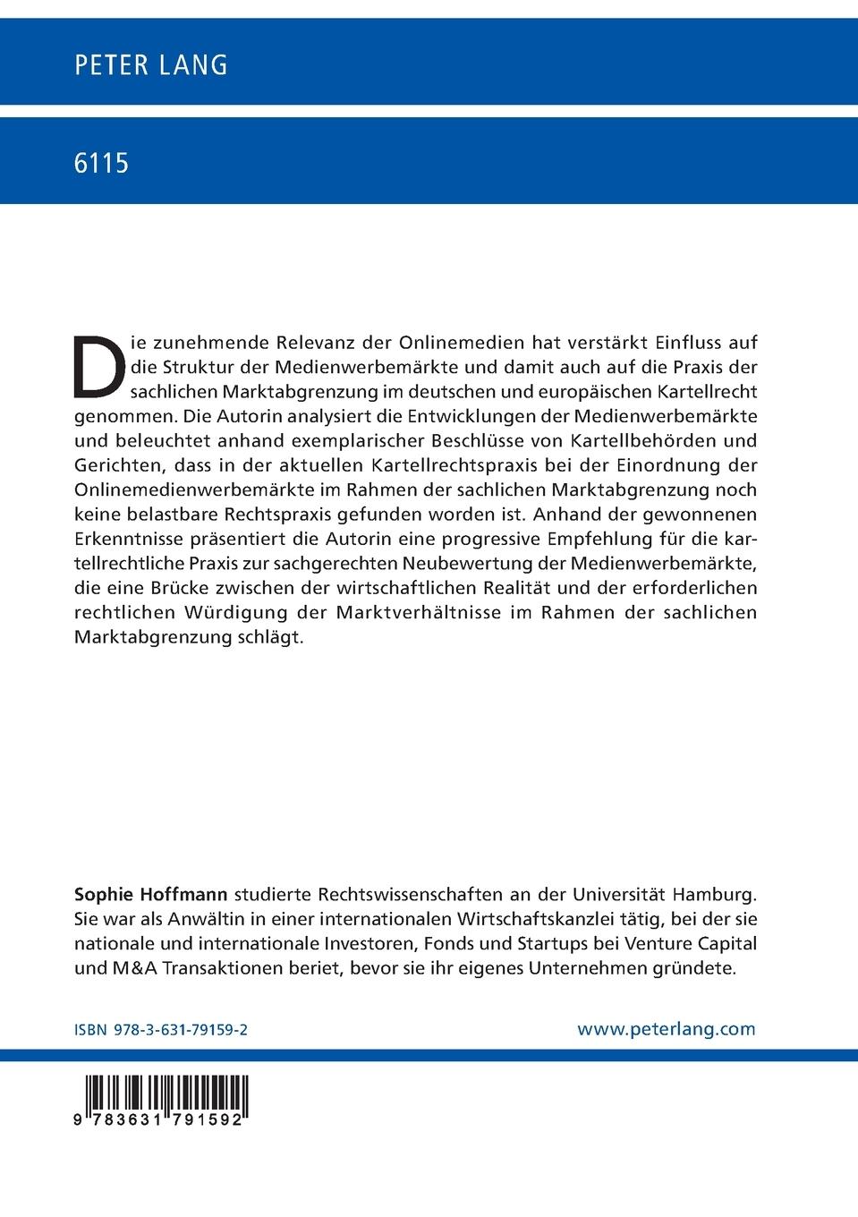 Rückseite: 9783631791592 | Das Erfordernis einer Neubewertung der Medienwerbemärkte im...