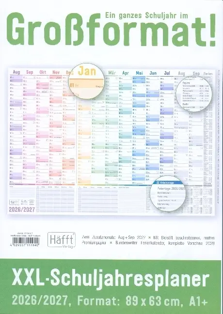 Cover: 4029357111692 | Wandkalender Schuljahr 26/27 | Motiv [Rainbow] | Häfft-Verlag GmbH