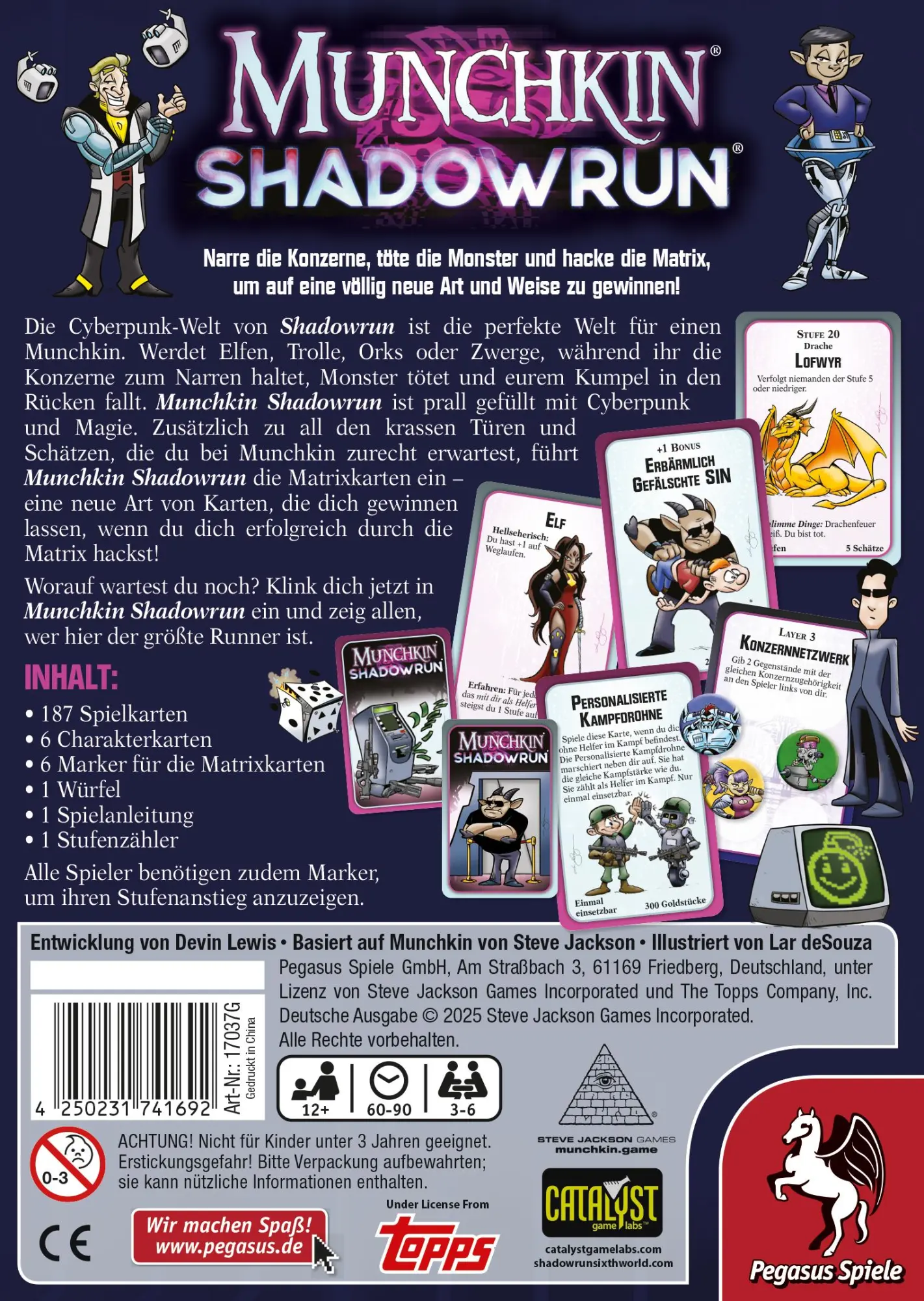 Bild: 4250231741692 | Munchkin Shadowrun | Devin Lewis | Spiel | 17037G | Deutsch | 2025