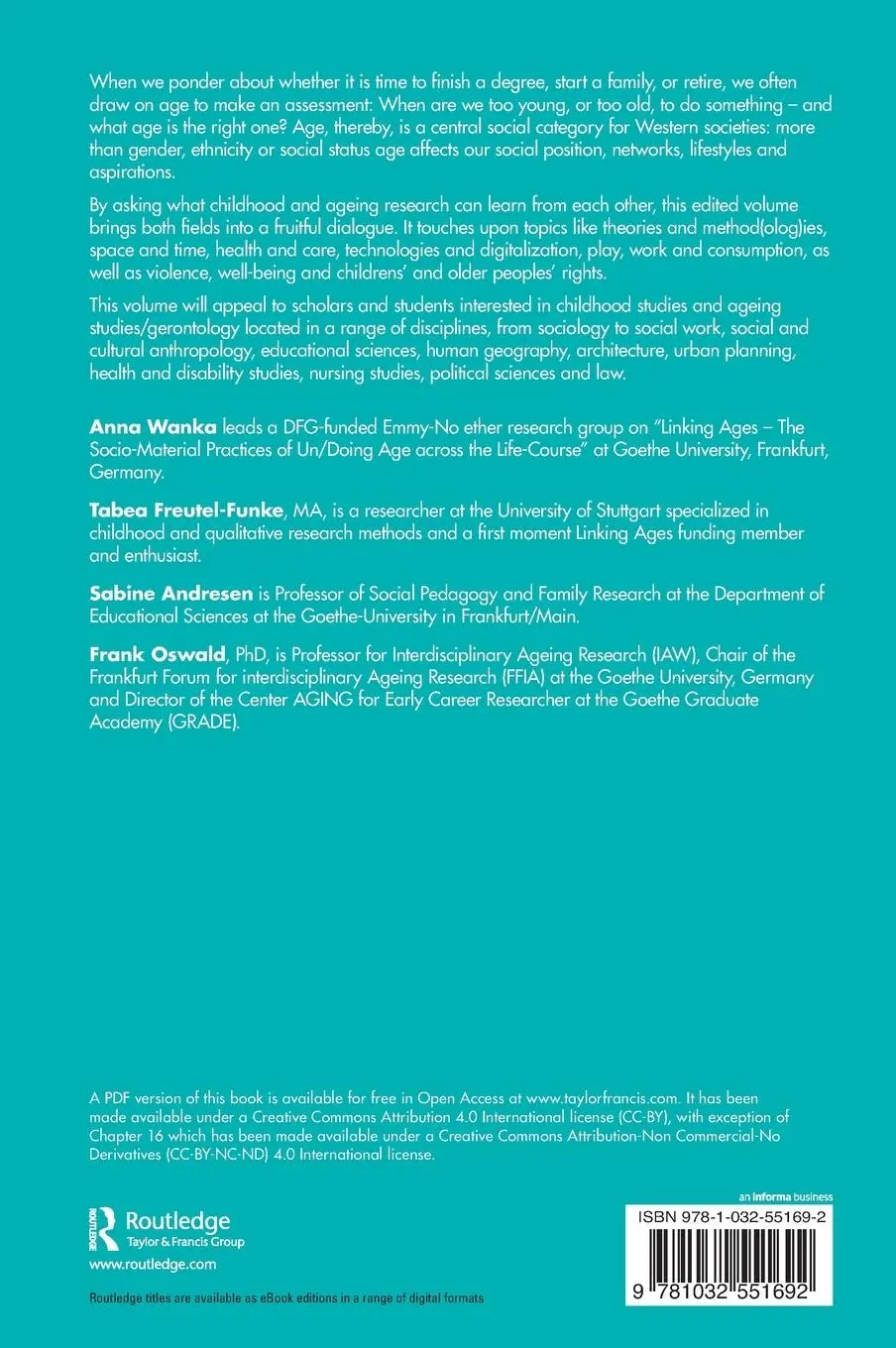 Rückseite: 9781032551692 | Linking Ages | A Dialogue between Childhood and Ageing Research | Buch
