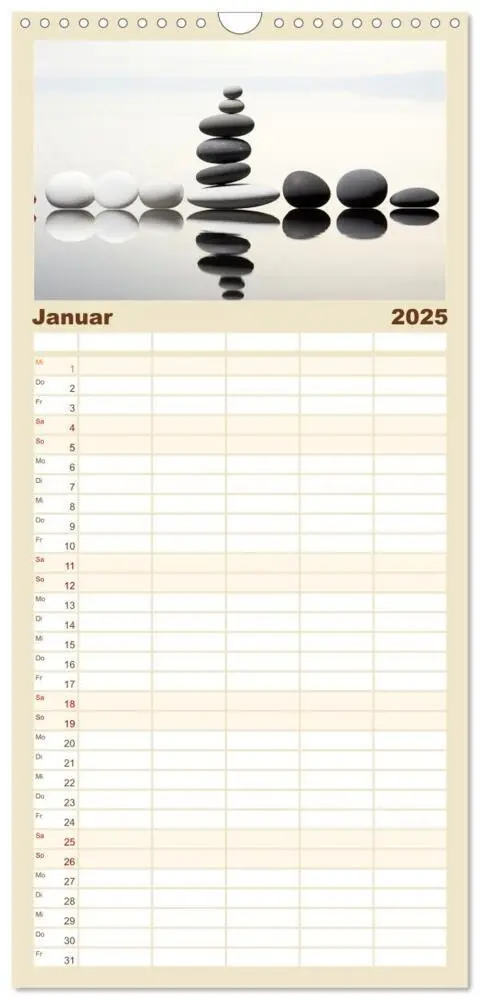 Bild: 9783457091692 | Familienplaner 2025 - Zen mit 5 Spalten (Wandkalender, 21 x 45 cm)...
