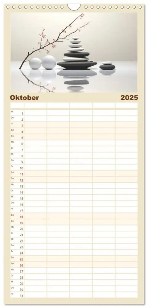 Bild: 9783457091692 | Familienplaner 2025 - Zen mit 5 Spalten (Wandkalender, 21 x 45 cm)...