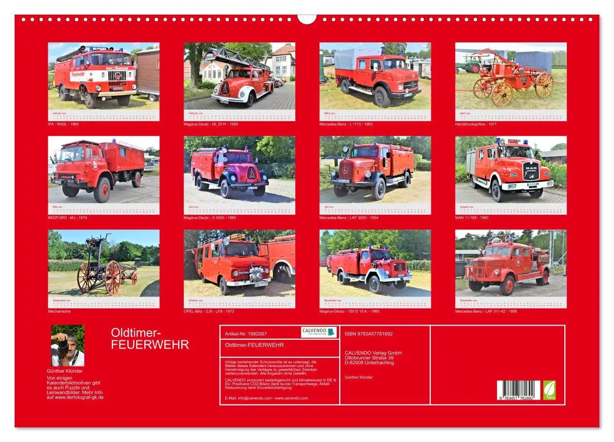 Bild: 9783457781692 | Oldtimer-FEUERWEHR (Wandkalender 2026 DIN A2 quer), CALVENDO...