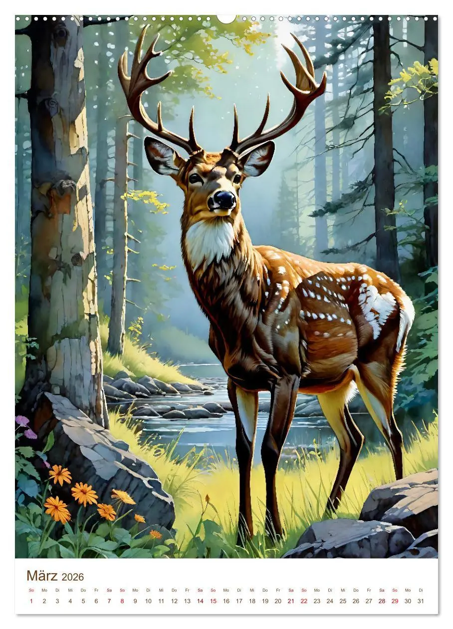Bild: 9783516321692 | Heimische Wildtiere 2026 (Wandkalender 2026 DIN A2 hoch), CALVENDO...