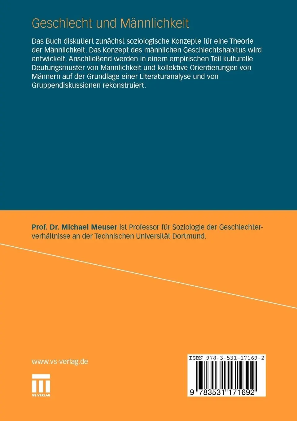 Rückseite: 9783531171692 | Geschlecht und Männlichkeit | Michael Meuser | Taschenbuch | 351 S.