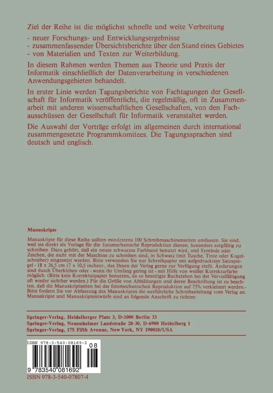 Rückseite: 9783540081692 | Digitale Bildverarbeitung Digital Image Processing | H. -H. Nagel | xi