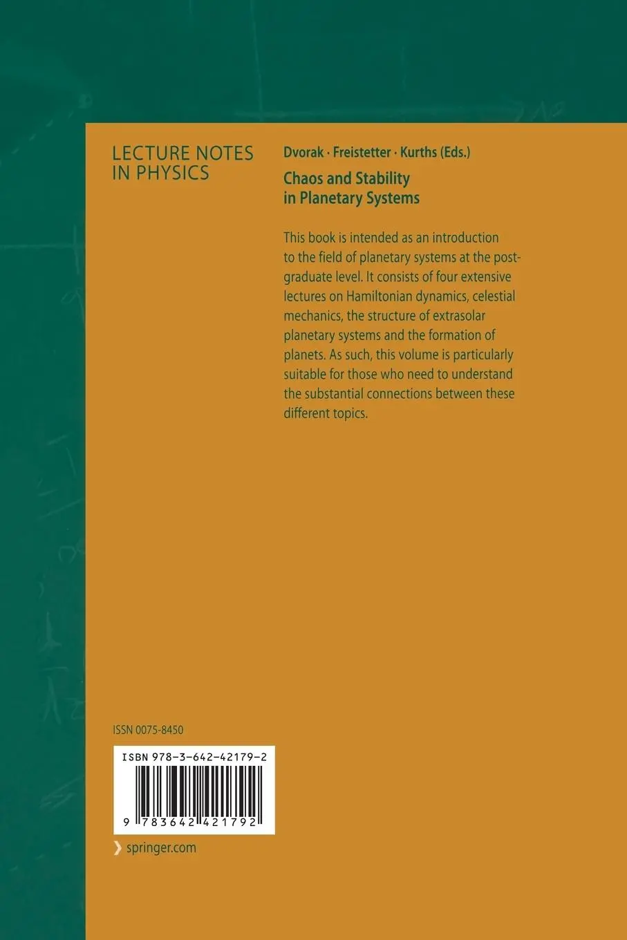 Rückseite: 9783642421792 | Chaos and Stability in Planetary Systems | Rudolf Dvorak (u. a.) | xi