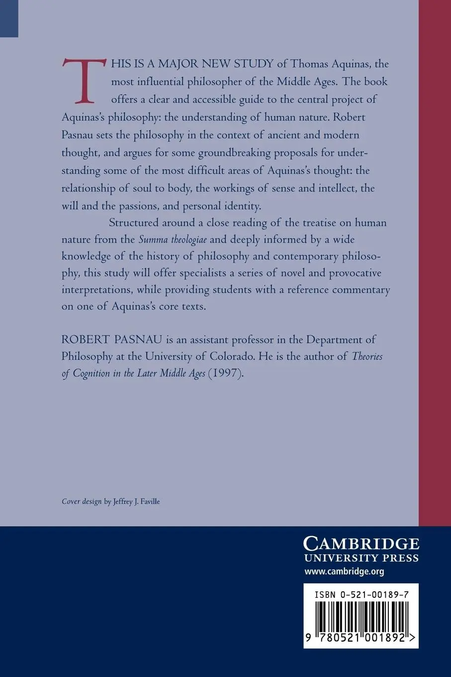 Rückseite: 9780521001892 | Thomas Aquinas on Human Nature | Robert Pasnau | Taschenbuch | 2004