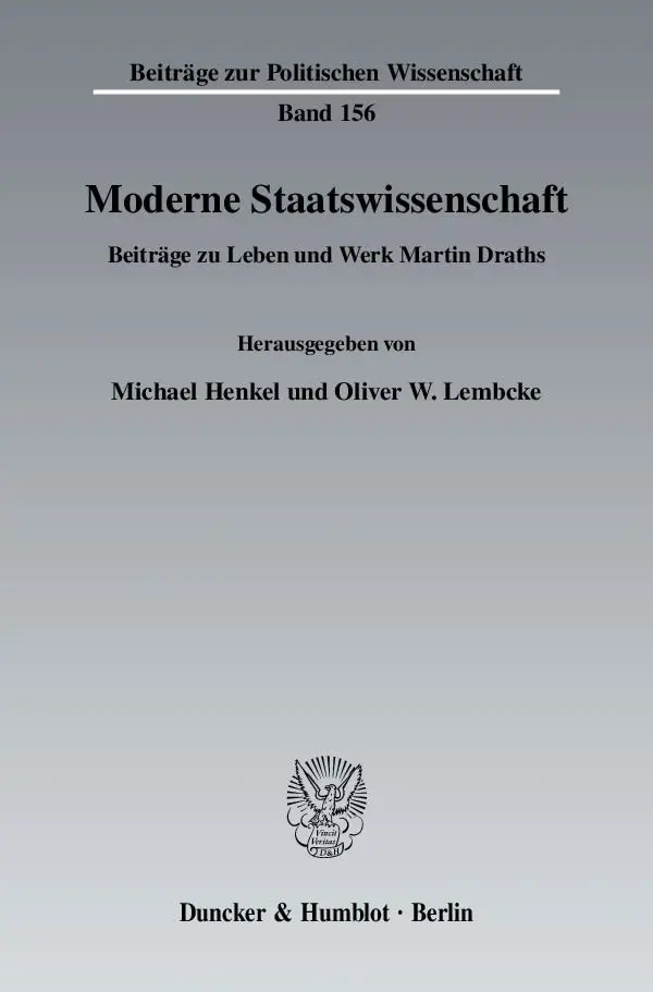 Cover: 9783428121892 | Moderne Staatswissenschaft. | Michael Henkel (u. a.) | Taschenbuch