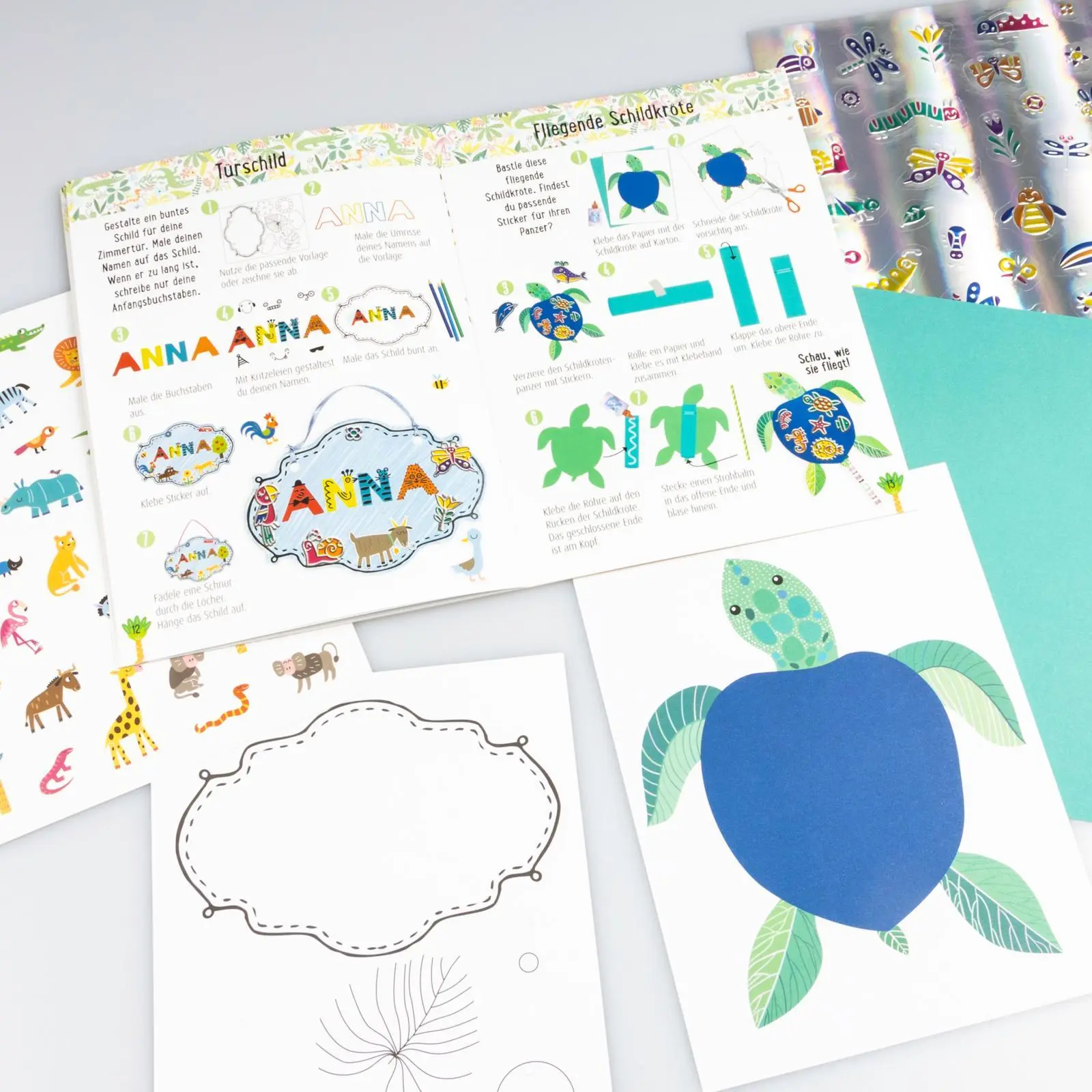 Bild: 9783551191892 | Bastelset für Kinder: Sticker-Bastelset: Glitzer-Tiere | Anton Poitier