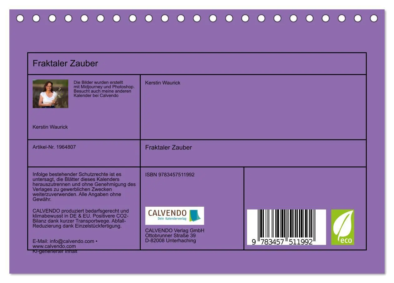 Bild: 9783457511992 | Fraktaler Zauber (Tischkalender 2026 DIN A5 quer), CALVENDO...