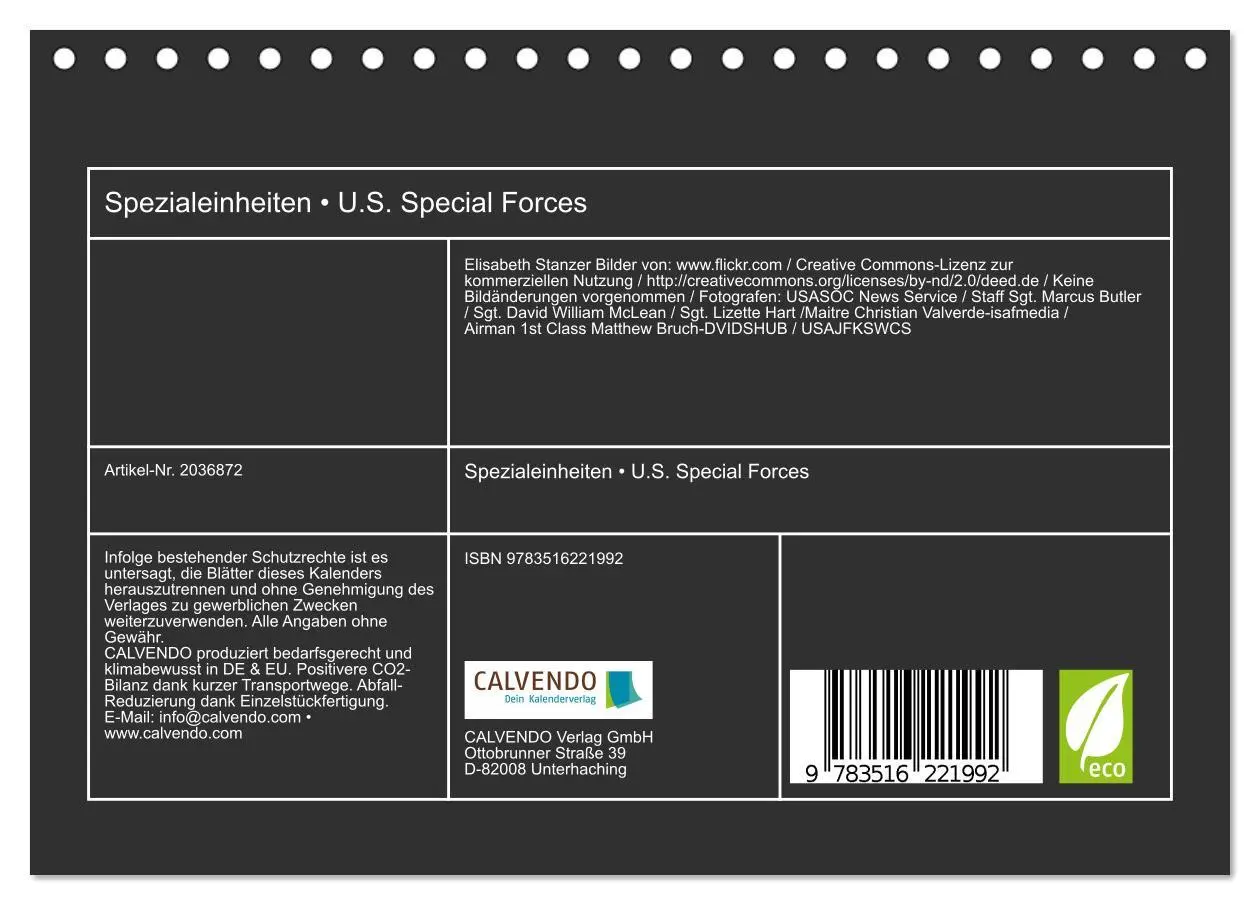 Bild: 9783516221992 | Spezialeinheiten ¿ U.S. Special Forces (Tischkalender 2026 DIN A5...