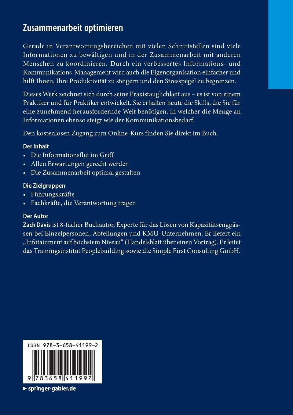 Rückseite: 9783658411992 | Zusammenarbeit optimieren | Zach Davis | Bundle | 1 Taschenbuch | 2023