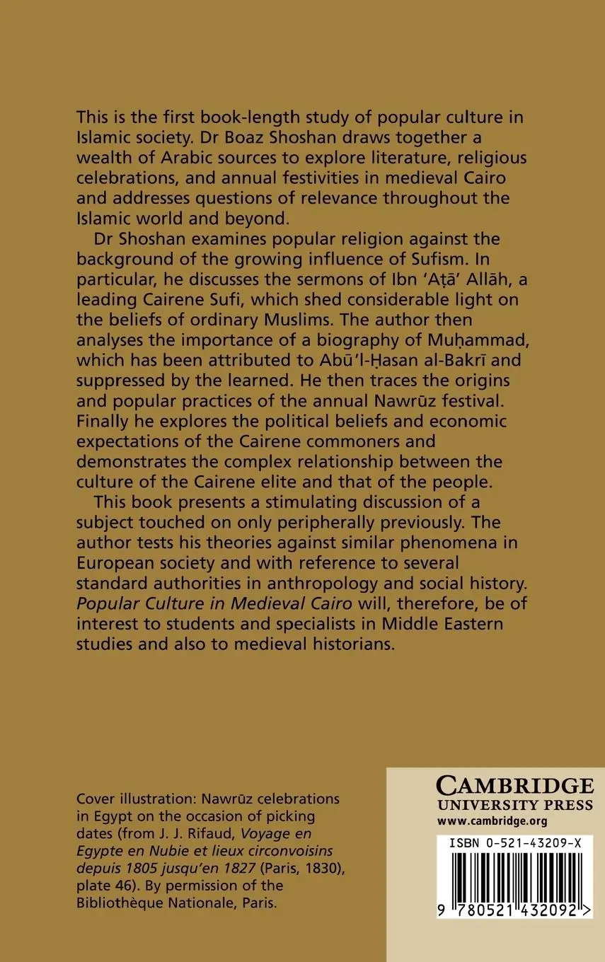 Rückseite: 9780521432092 | Popular Culture in Medieval Cairo | Boaz Shoshan | Buch | Gebunden