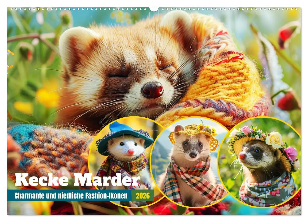 Cover: 9783457402092 | Kecke Marder. Charmante und niedliche Fashion-Ikonen (Wandkalender...