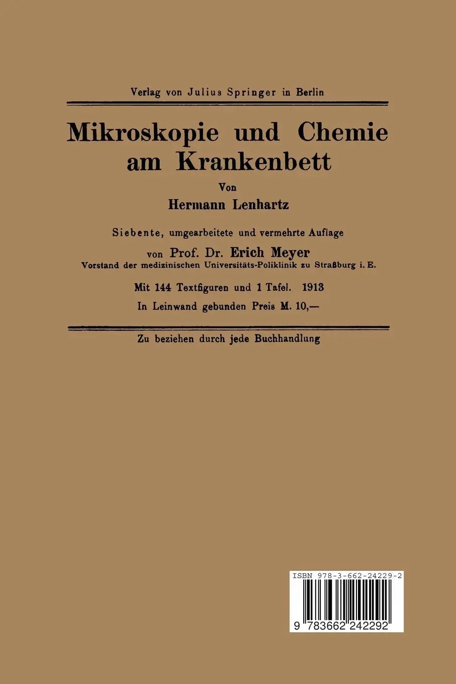 Rückseite: 9783662242292 | Die Behandlung des Tetanus | Georges L. Dreyfus | Taschenbuch | iii