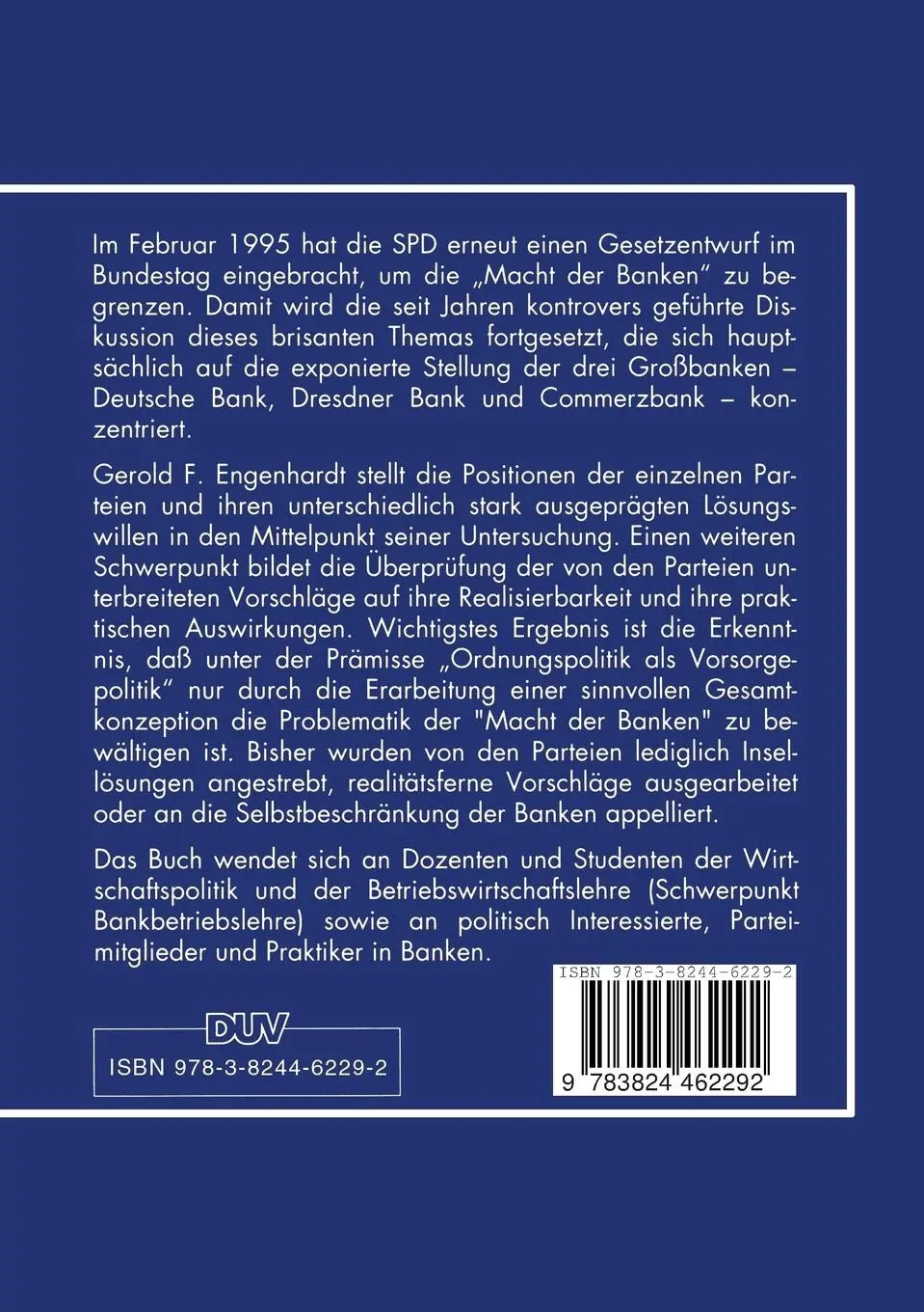 Rückseite: 9783824462292 | Die Macht der Banken | Gerold F. Engenhardt | Taschenbuch | xxvi