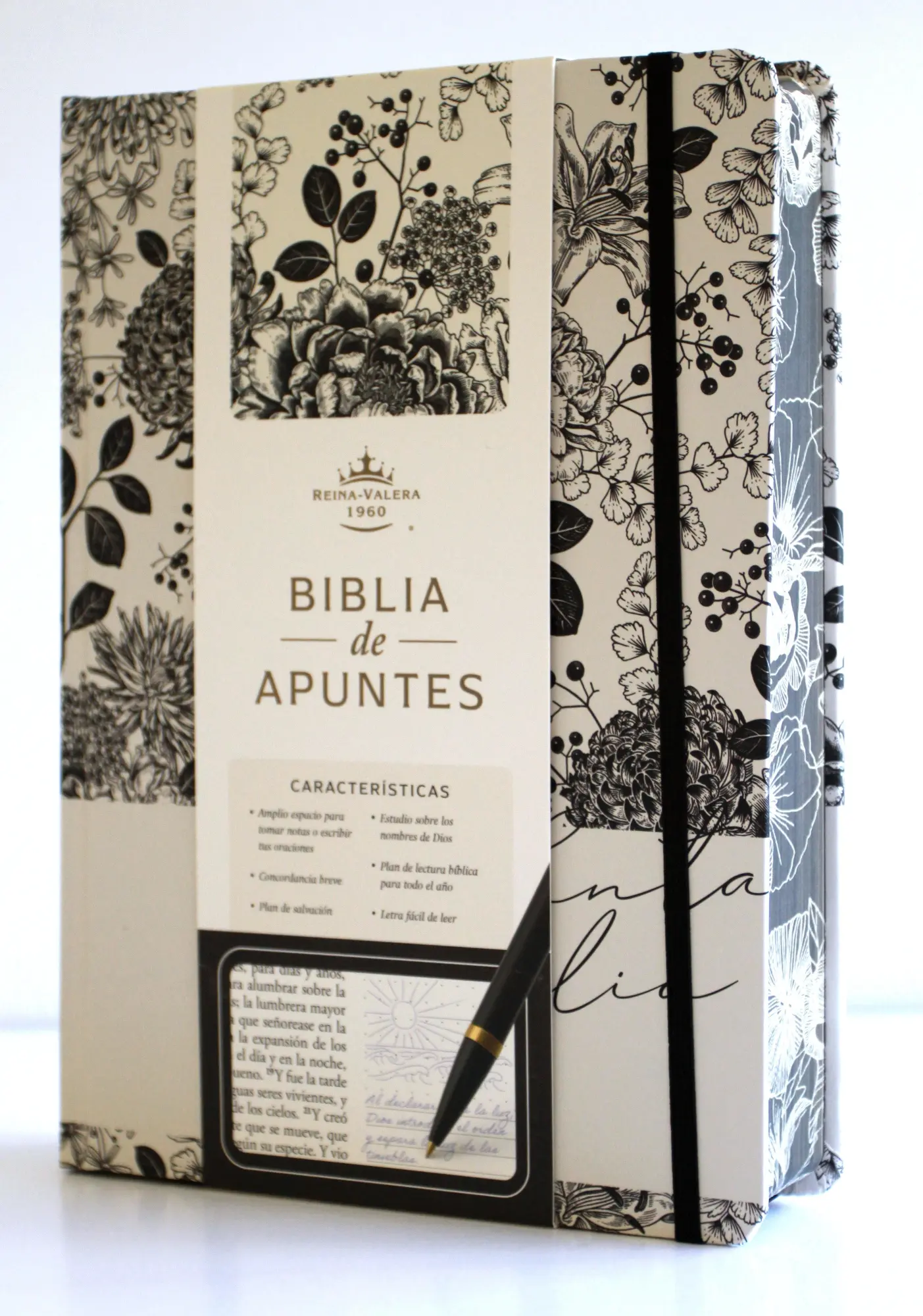 Cover: 9798890982292 | Biblia de Apuntes Rvr 1960 Tapa Dura, Blanco Y Negro Con Flores...