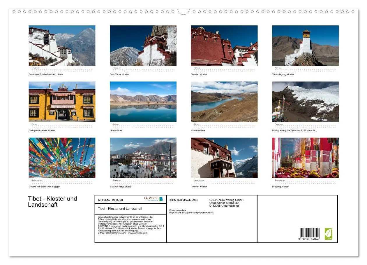 Bild: 9783457472392 | Tibet - Kloster und Landschaft (Wandkalender 2026 DIN A2 quer),...