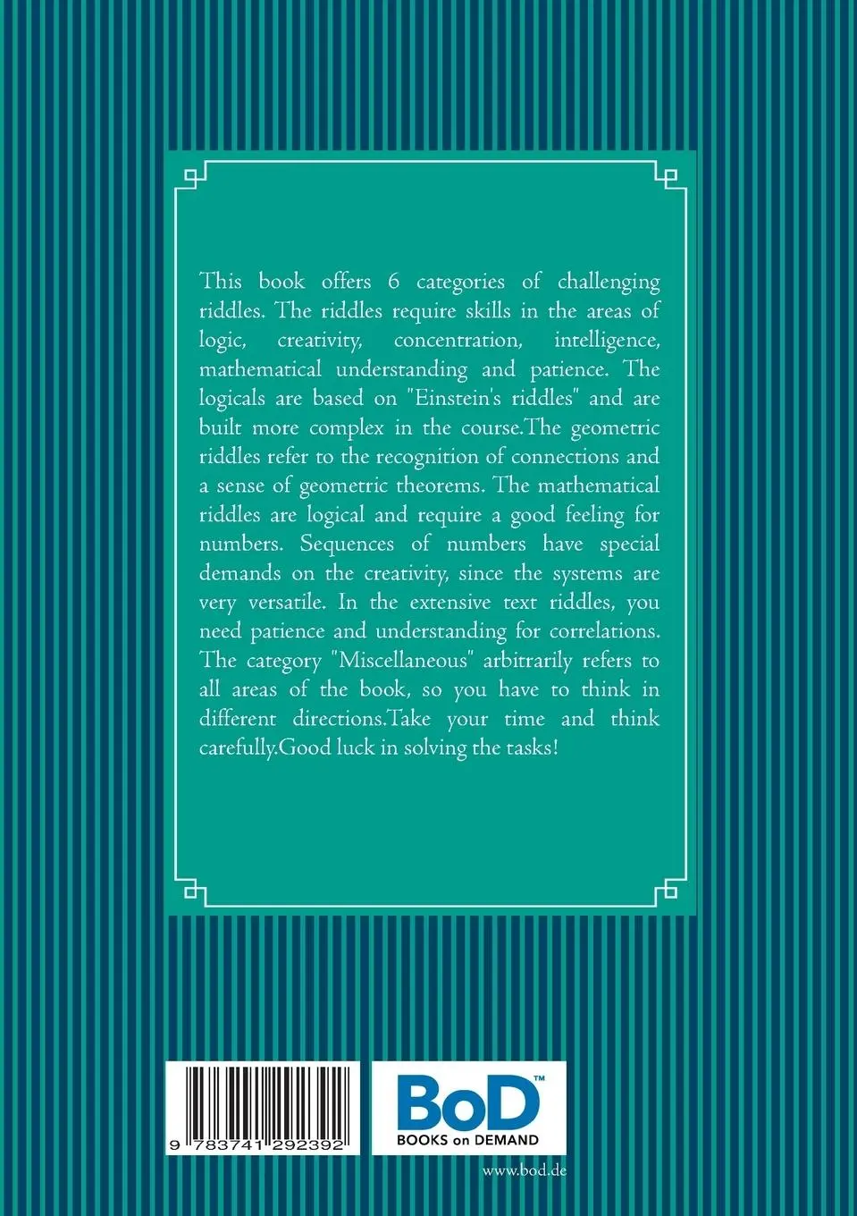 Rückseite: 9783741292392 | Riddles for Adults | Carsten Richter | Taschenbuch | 164 S. | Englisch