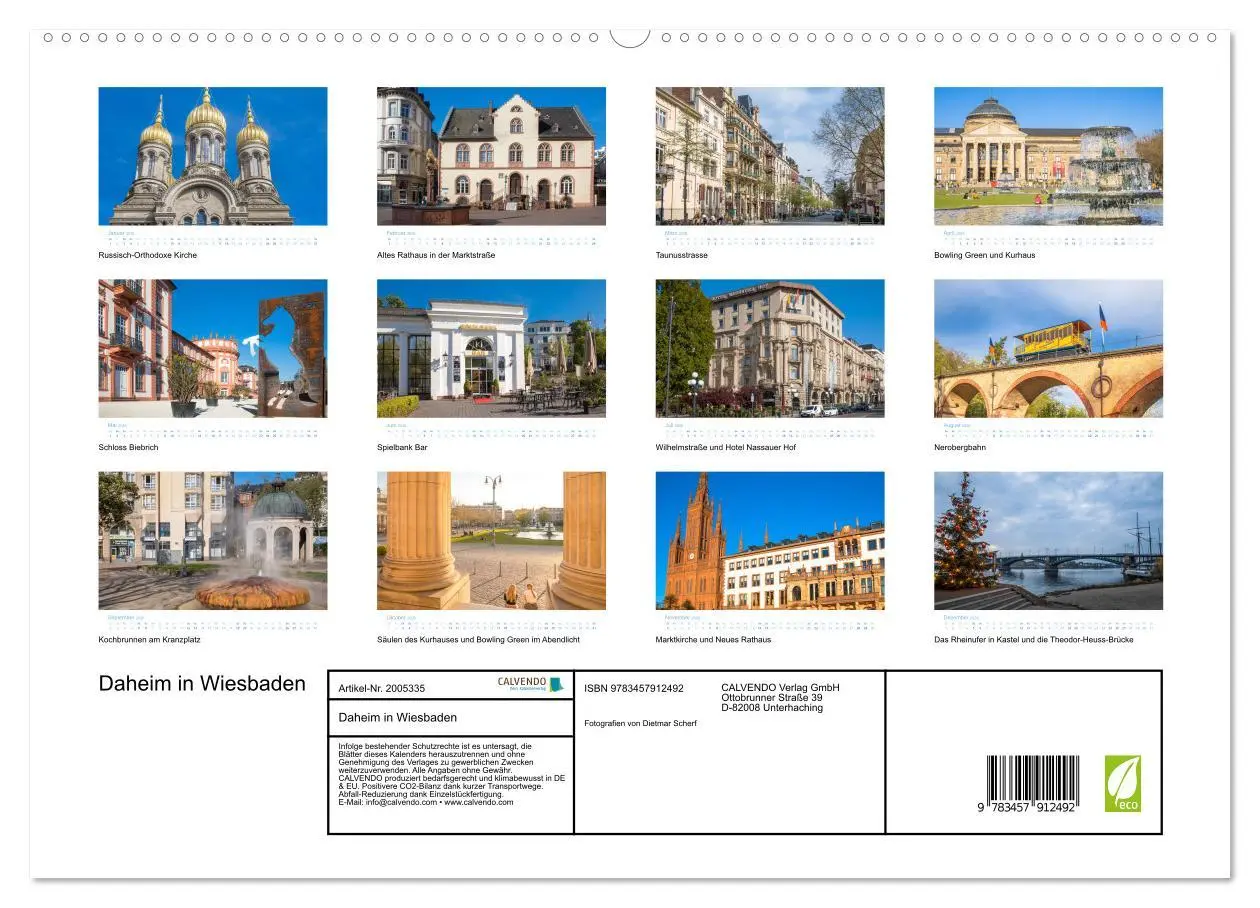 Bild: 9783457912492 | Daheim in Wiesbaden (Wandkalender 2026 DIN A2 quer), CALVENDO...