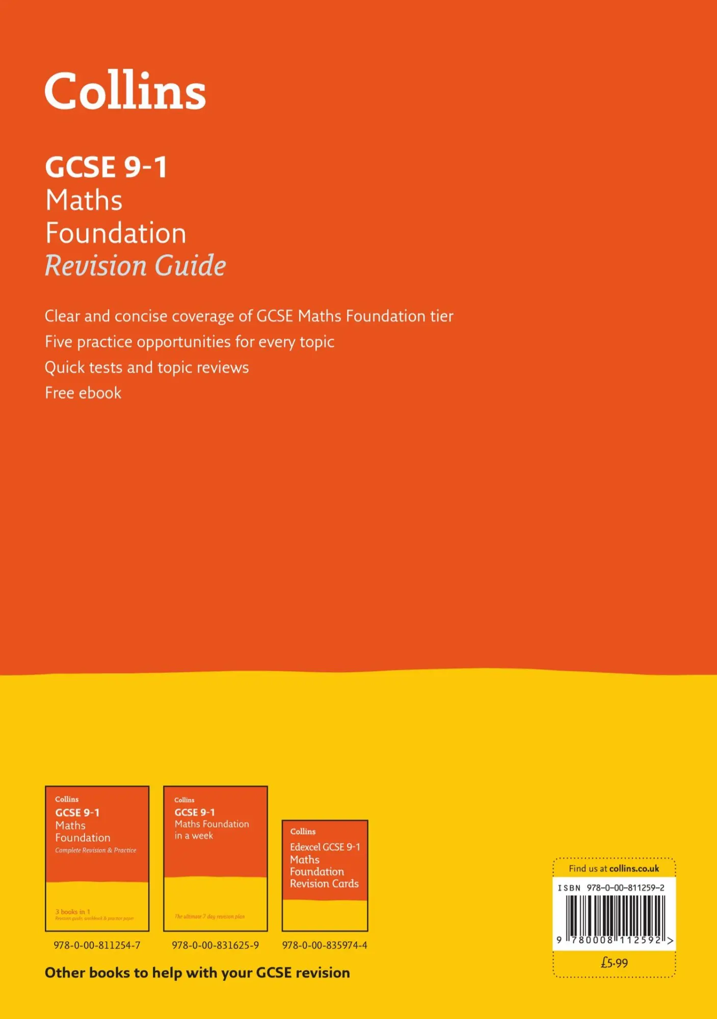 Rückseite: 9780008112592 | GCSE 9-1 Maths Foundation Revision Guide | Collins Gcse | Taschenbuch