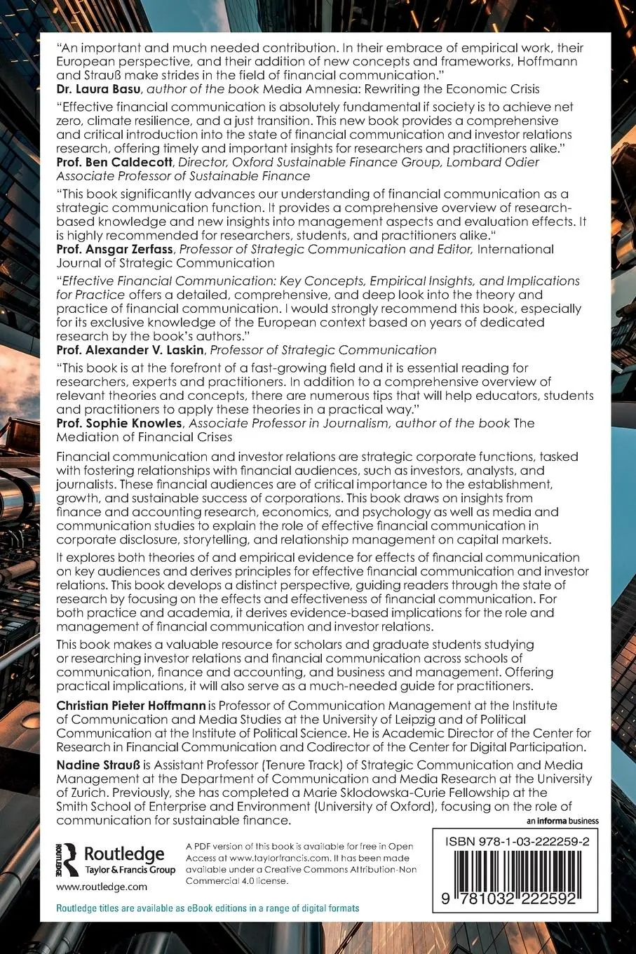 Rückseite: 9781032222592 | Effective Financial Communication | Christian Pieter Hoffmann (u. a.)