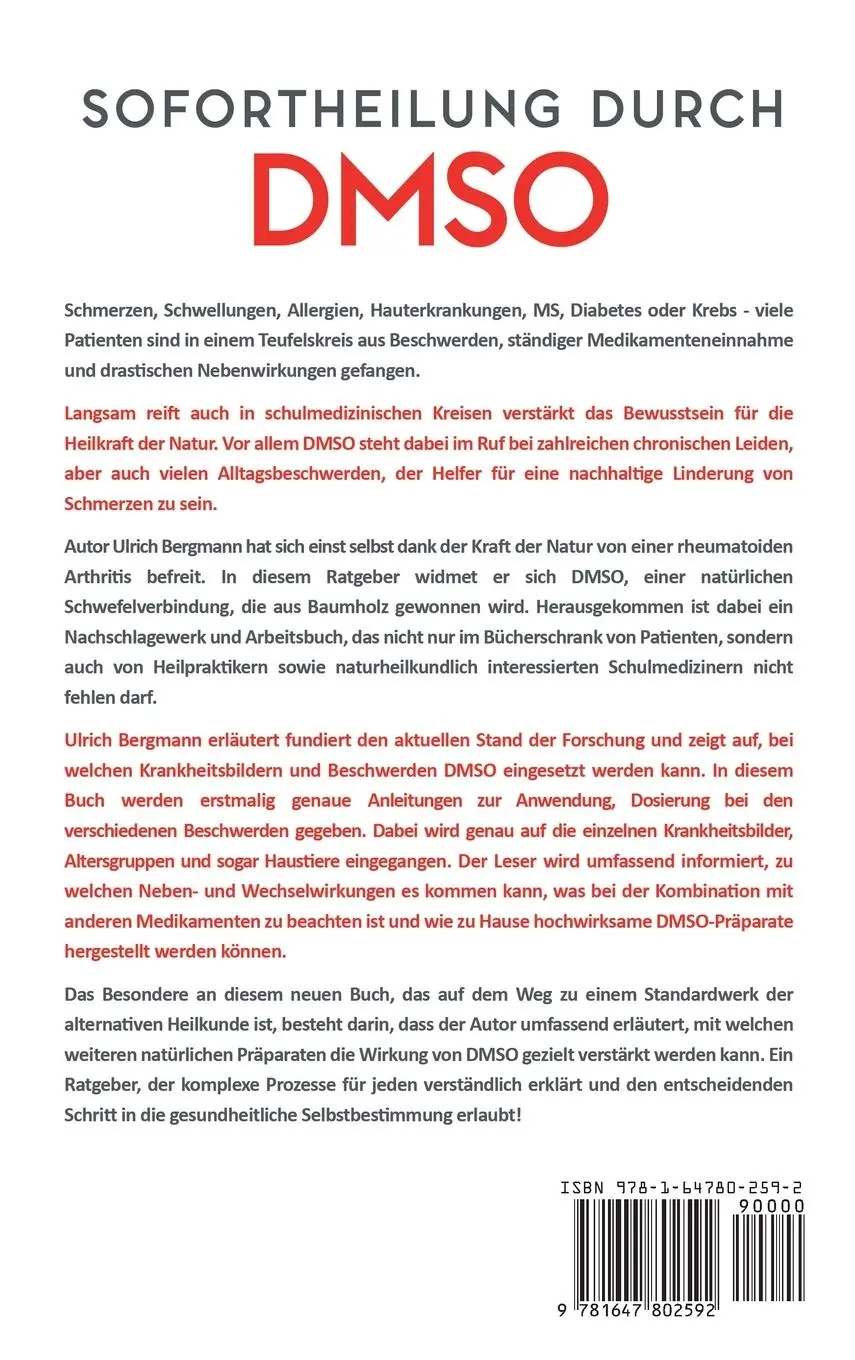 Rückseite: 9781647802592 | Sofortheilung durch DMSO | Ulrich Bergmann | Buch | Gebunden | 2021