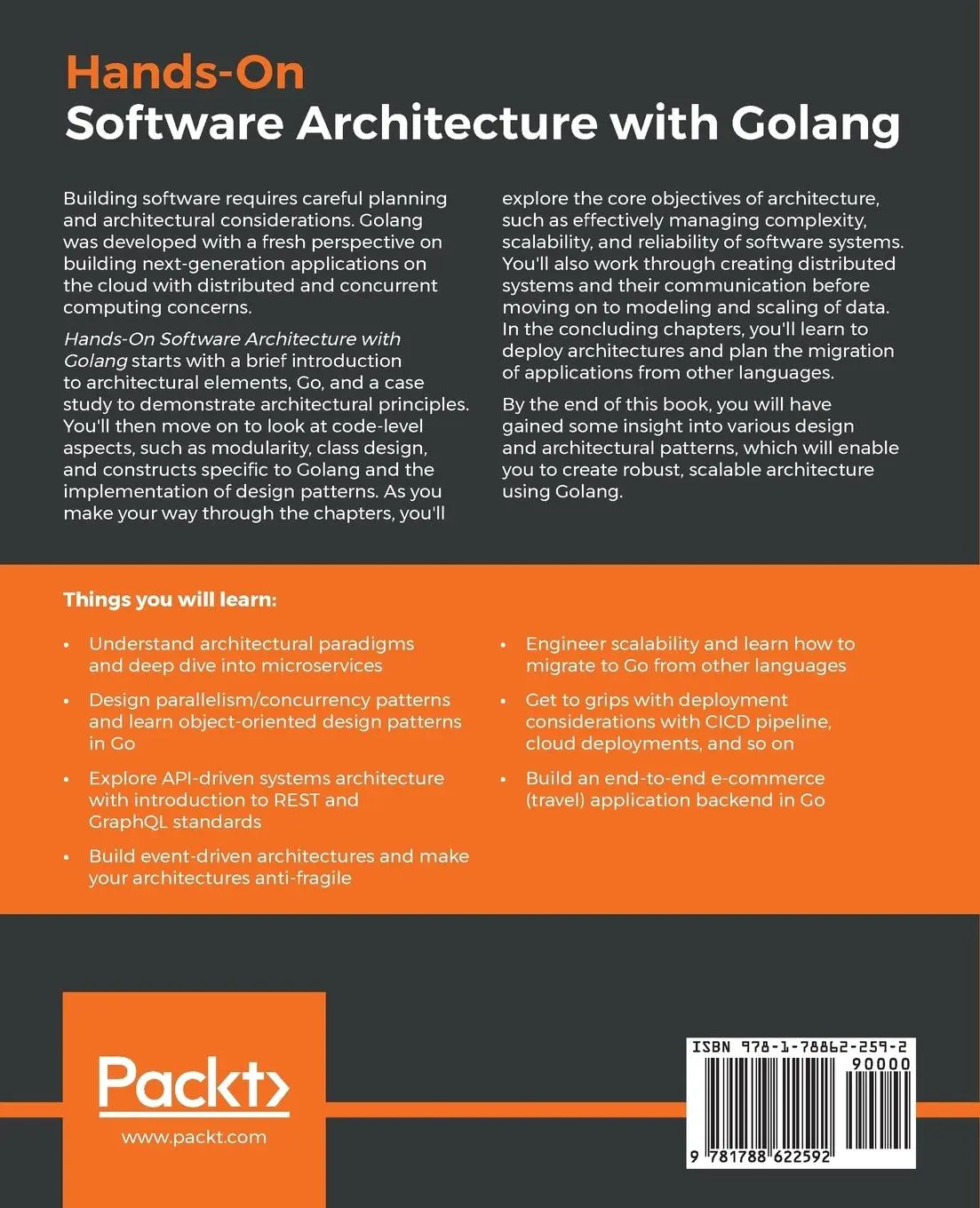Rückseite: 9781788622592 | Hands-On Software Architecture with Golang | Jyotiswarup Raiturkar