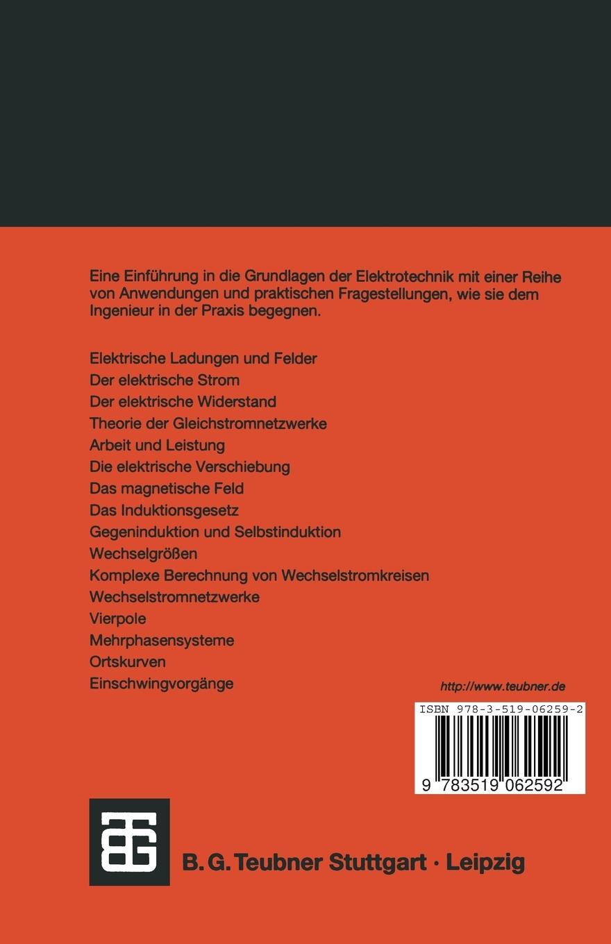 Rückseite: 9783519062592 | Elektrotechnik | Grundlagen und Anwendungen | Jörg Hugel | Taschenbuch