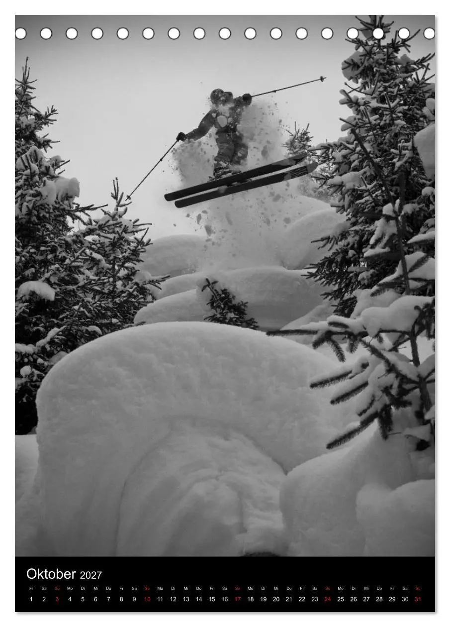Bild: 9783594212592 | Monochrome Ski (Tischkalender 2027 DIN A5 hoch), CALVENDO...