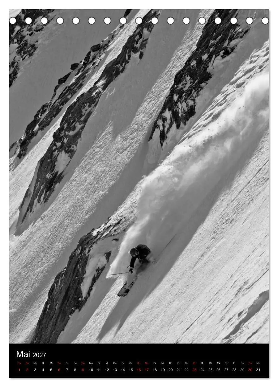 Bild: 9783594212592 | Monochrome Ski (Tischkalender 2027 DIN A5 hoch), CALVENDO...
