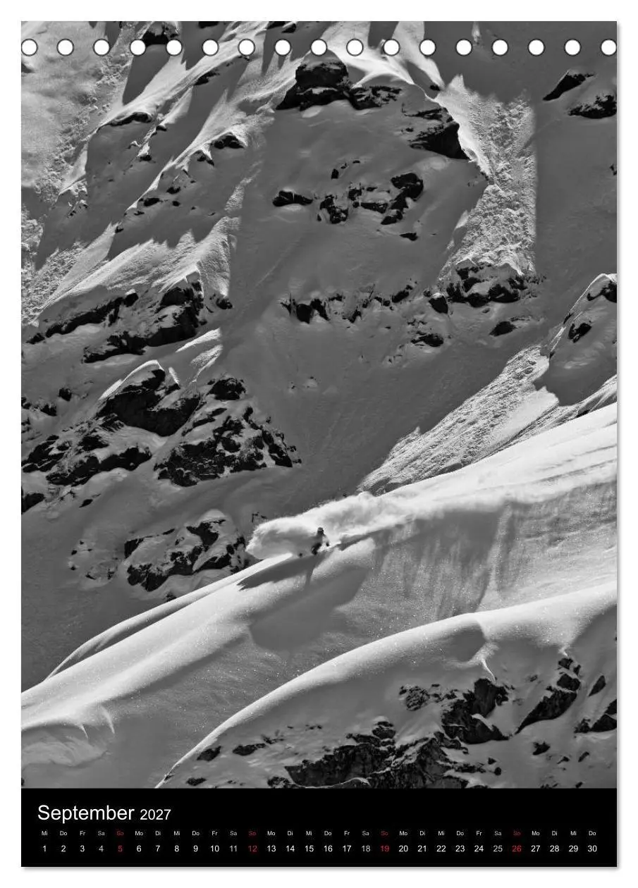 Bild: 9783594212592 | Monochrome Ski (Tischkalender 2027 DIN A5 hoch), CALVENDO...