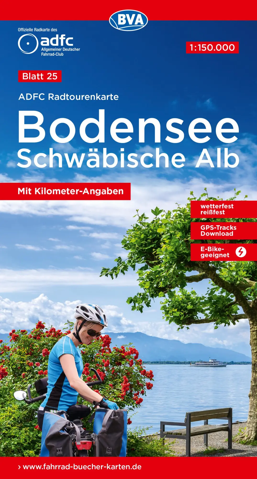 Cover: 9783969902592 | ADFC-Radtourenkarte 25 Bodensee Schwäbische Alb 1:150.000, reiß-...