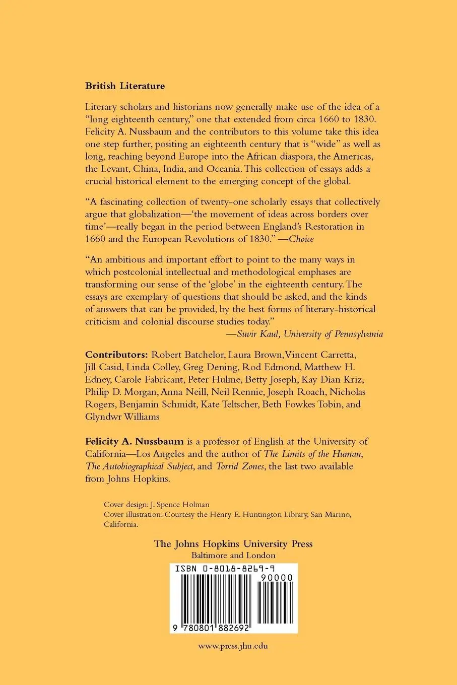 Rückseite: 9780801882692 | The Global Eighteenth Century | Felicity A. Nussbaum | Taschenbuch