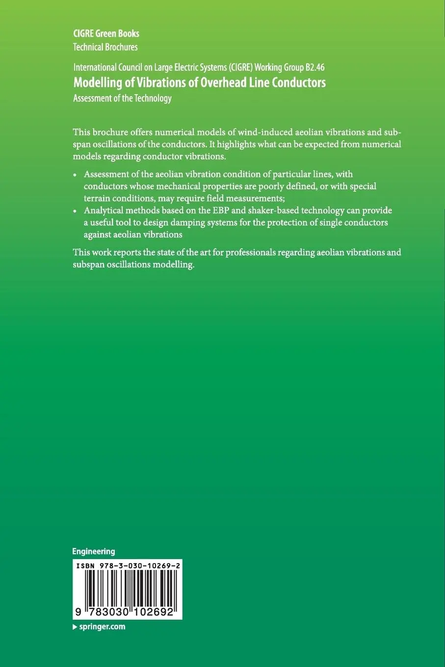 Rückseite: 9783030102692 | Modelling of Vibrations of Overhead Line Conductors | Giorgio Diana