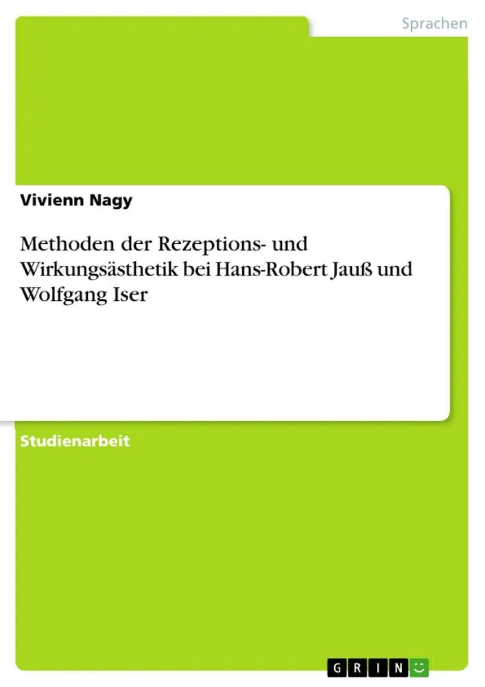Cover: 9783346012692 | Methoden der Rezeptions- und Wirkungsästhetik bei Hans-Robert Jauß...