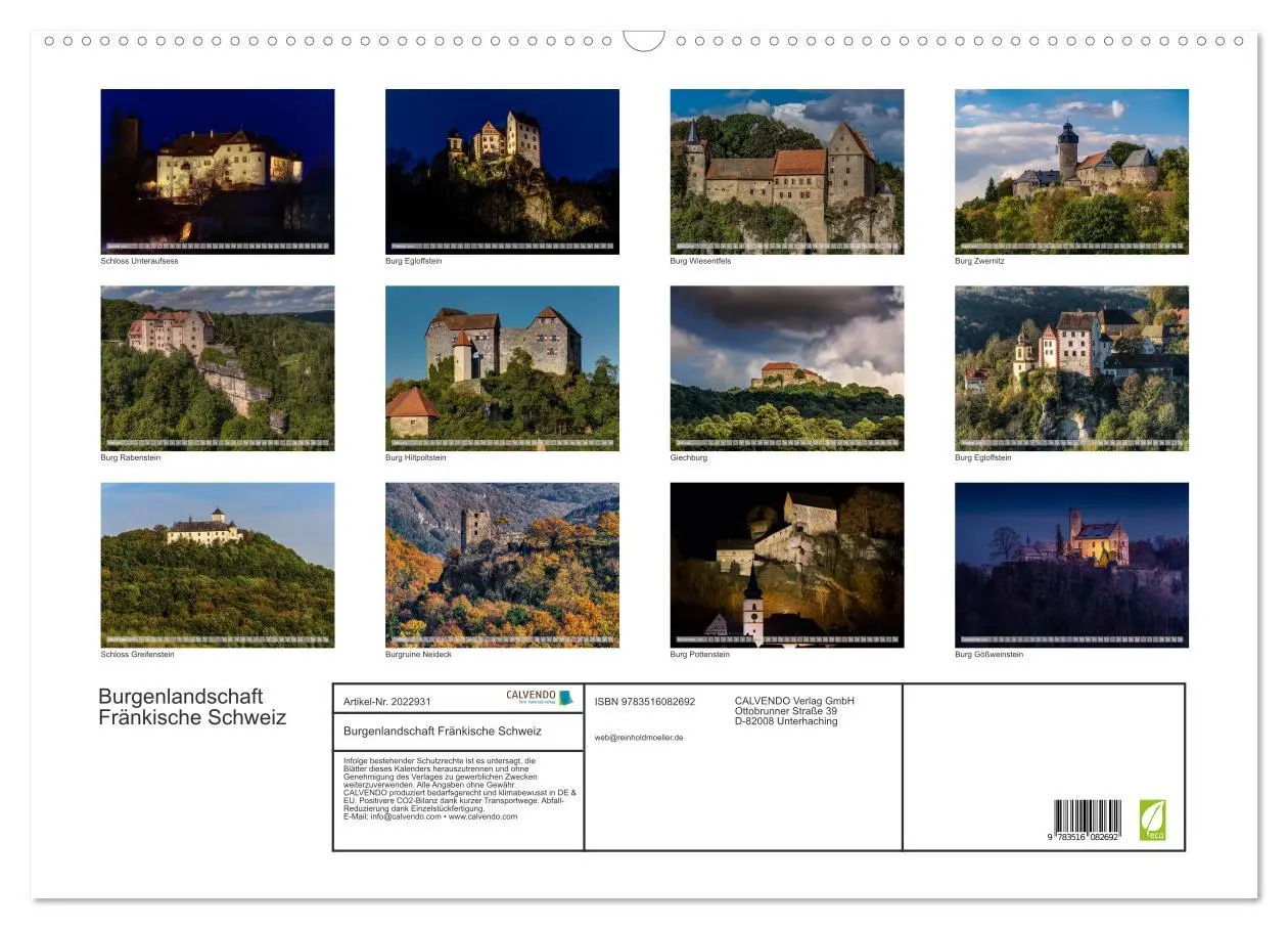 Bild: 9783516082692 | Burgenlandschaft Fränkische Schweiz (Wandkalender 2026 DIN A2...