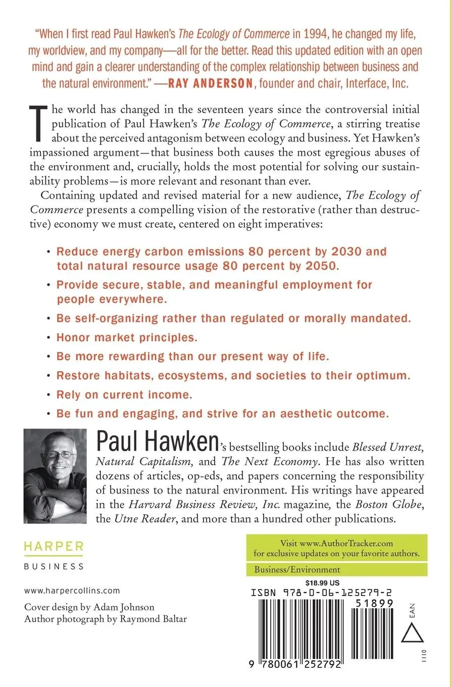 Rückseite: 9780061252792 | The Ecology of Commerce | A Declaration of Sustainability | Hawken