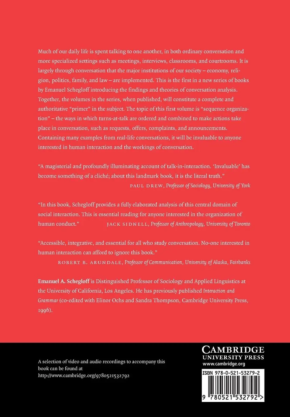 Rückseite: 9780521532792 | Sequence Organization in Interaction | Emanuel A. Schegloff | Buch