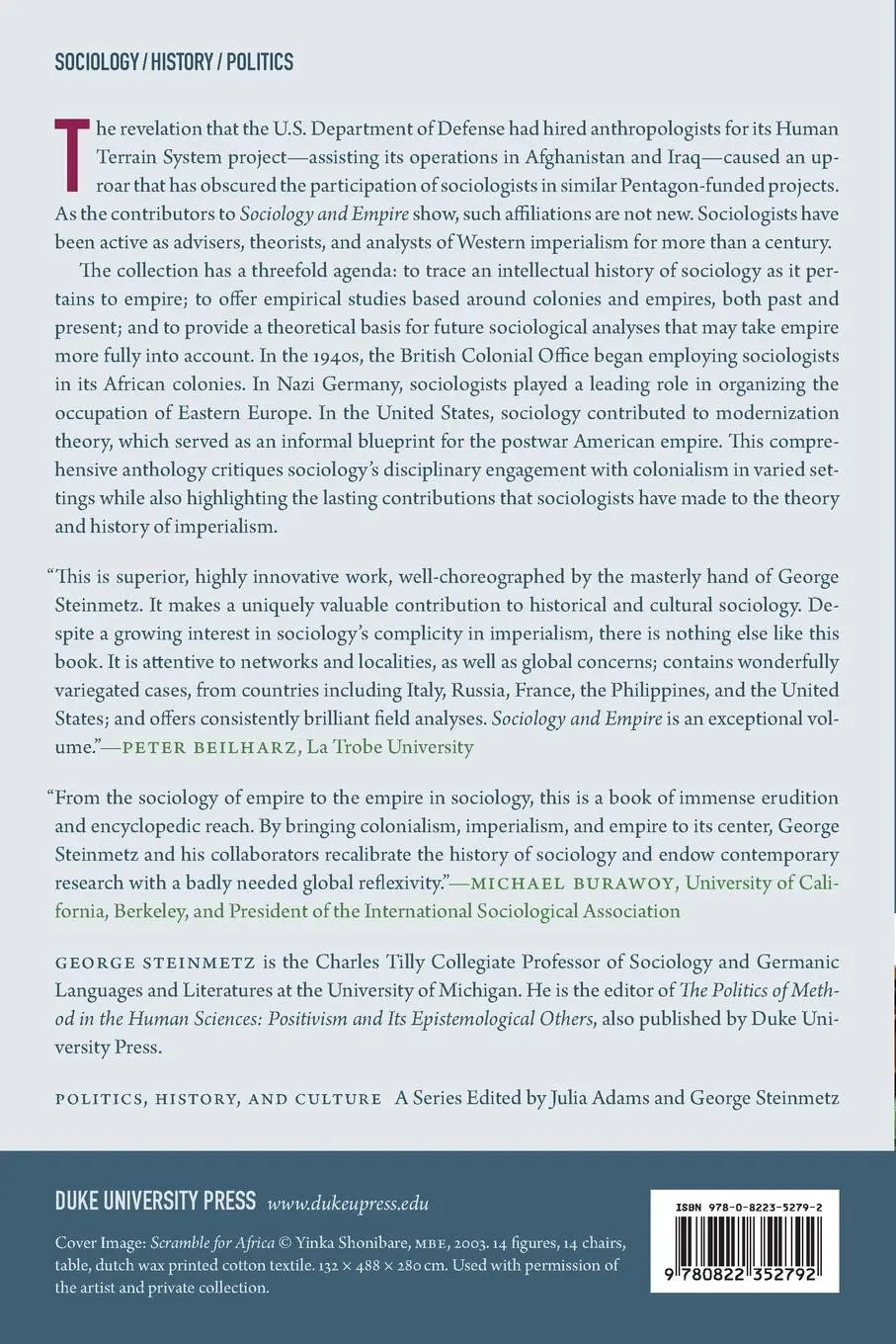 Rückseite: 9780822352792 | Sociology &amp; Empire | The Imperial Entanglements of a Discipline | Buch