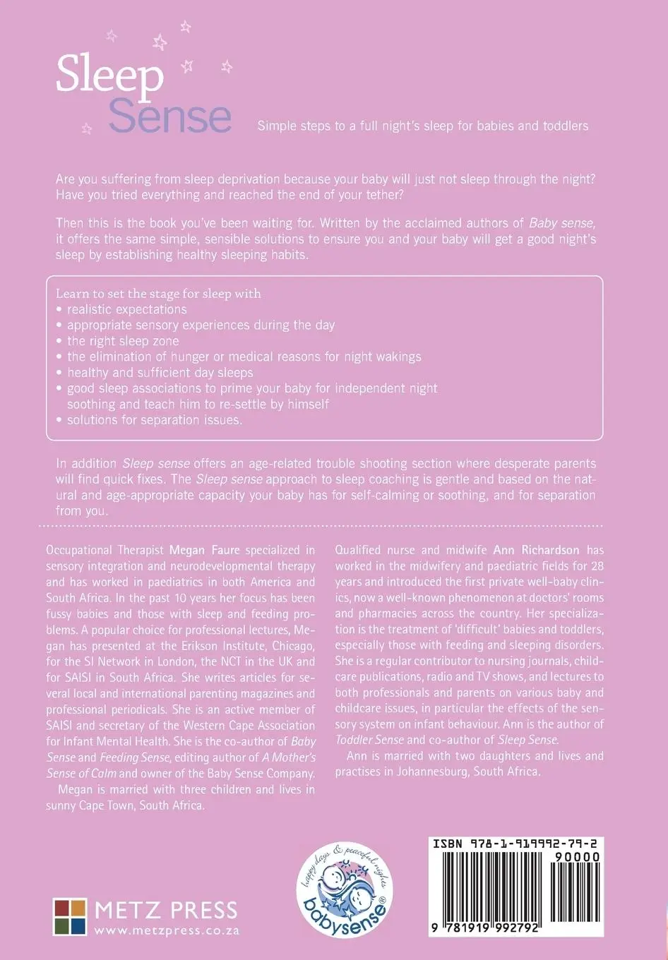 Rückseite: 9781919992792 | Sleep Sense | Ann Richardson (u. a.) | Taschenbuch | Englisch | 2007